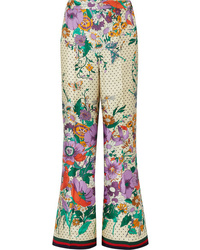 Gucci Printed Silk Charmeuse Wide Leg Pants