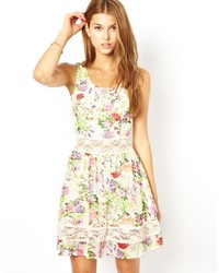 AX Paris Floral Skater Dress With Lace Inserts