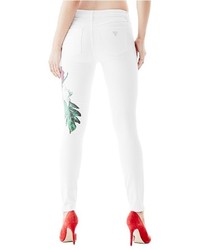 GUESS Brittney Mid Rise Skinny Jeans With Flowers