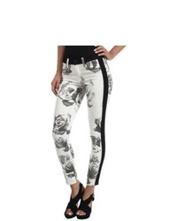 Hudson Leeloo Super Skinny Crop In Blackwhite Floral Jeans