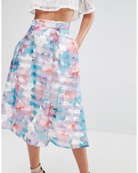Oasis Digital Floral Midi Skirt