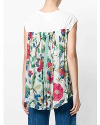 Semicouture Rear Floral Pattern Sleeveless Top