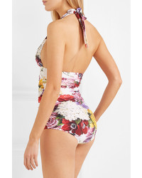 Dolce & Gabbana Floral Print Halterneck Swimsuit