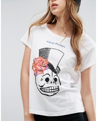 Cheap Monday Floral Skull Logo T Shirt