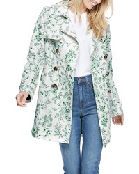 Gal Meets Glam Collection Floral Print Twill Double Breasted Trench Coat