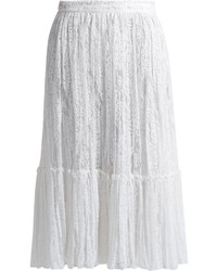 Valentino Floral Embroidered Tulle Midi Skirt