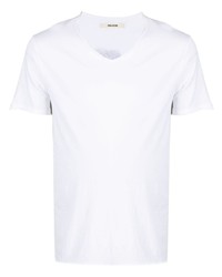 White Floral V-neck T-shirt