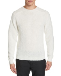 White Fluffy Crew-neck Sweater
