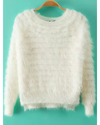 Dip Hem Fuzzy Camel Sweater