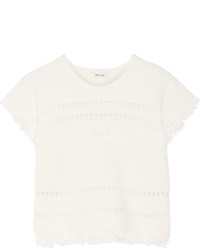 Madewell Cutout Fringed Cotton Blend Top Ivory