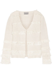 White Fringe Crochet Jacket