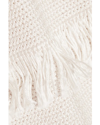 Maiyet Fringed Crocheted Silk Jacket Off White