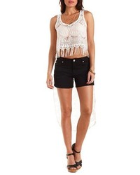 Charlotte Russe Extreme High Low Lace Crop Top
