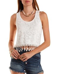 Charlotte Russe Lace Knit High Low Tank Top
