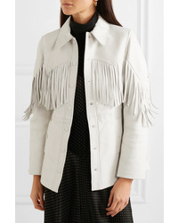 Ganni Angela Fringed Textured Leather Jacket