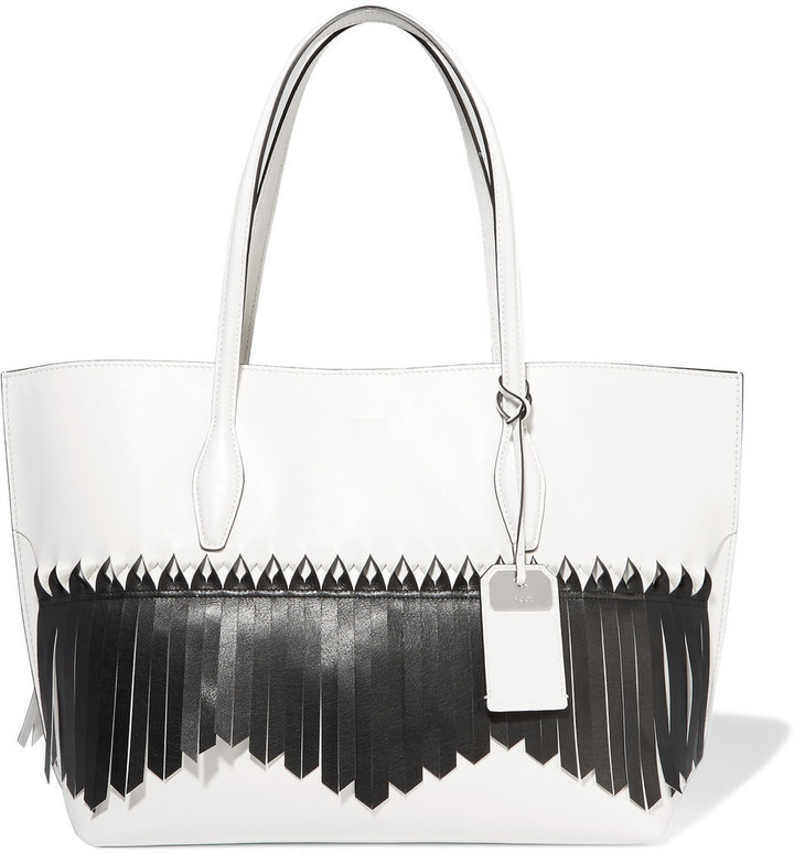 Tod's Fringed Straw Tote Bag - Neutrals