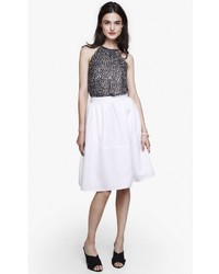 Express White High Waist Full Midi Skirt