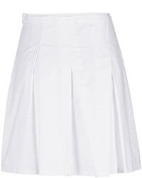 Jil Sander Navy Cotton Pleated Skirt