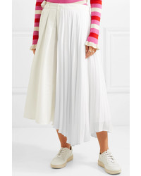 Maggie Marilyn Safe In Your Arms Pleated Cotton Blend Poplin And Crepe Wrap Effect Skirt