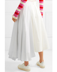 Maggie Marilyn Safe In Your Arms Pleated Cotton Blend Poplin And Crepe Wrap Effect Skirt