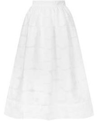 Topshop White Rose Gathered Midi Skirt
