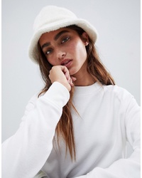 White Fur Bucket Hat