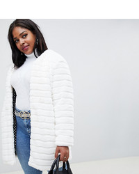 Glamorous Curve Coat In Panelled Faux Fur