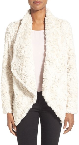 Dylan Textured Faux Fur Drape Front Coat, $258 | Nordstrom | Lookastic