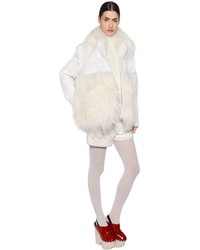 Moncler Gamme Rouge Lace Wool Coat With Cashmere Fur