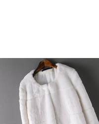 Long Sleeve Faux Fur White Coat