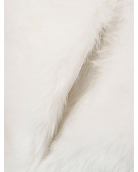 Choies Longline Faux Fur Coat In White