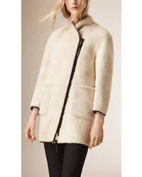 Burberry Prorsum Shearling And Fur Coat With Detachable Warmer