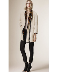 Burberry Prorsum Shearling And Fur Coat With Detachable Warmer