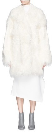 Stella McCartney Ramona Embroidery Faux Fur Oversize Coat 