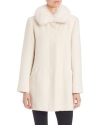 Sofia Cashmere Fox Fur Trim Suri Alpaca Wool Coat