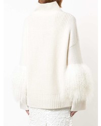Sally Lapointe Cashmere Fur Sleeve Sweater