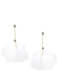 Betsey Johnson Angels And Wings White Pom Pom Linear Earring