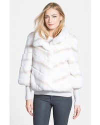 Belle Fare Genuine Rex Rabbit Fur Crop Jacket