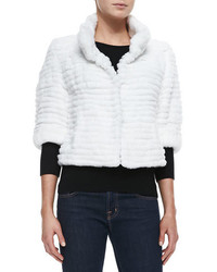 Belle Fare High Collar Layered Fur Coat