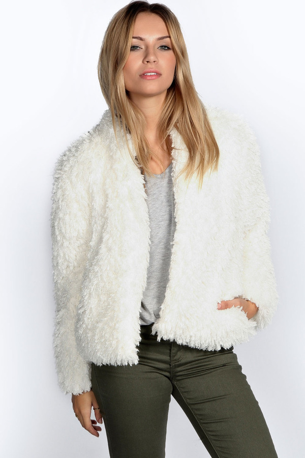 Boohoo Alma Crop Cocoon Sleeve Curly Faux Fur Jacket, $70 | BooHoo