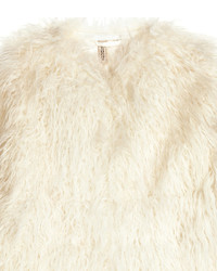 H&M Faux Fur Jacket Natural White Ladies