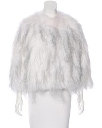 Yves Salomon Fur Ostrich Feather Trimmed Jacket W Tags