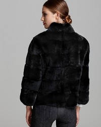 Maximilian Flared Sleeve Rabbit Fur Coat