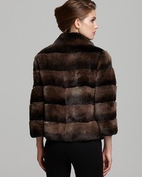 Maximilian Flared Sleeve Rabbit Fur Coat
