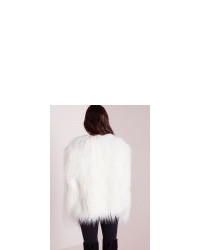 Missguided Mongolian Faux Fur Coat White