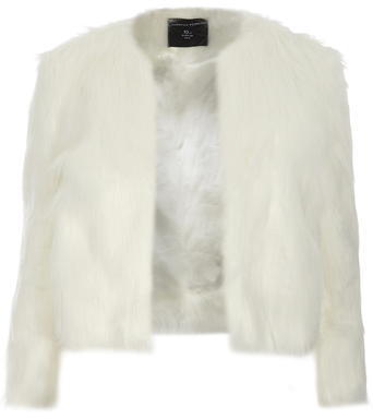 short white faux fur jacket