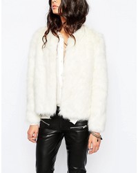 Mango Winter White Faux Fur 70s Glam Coat