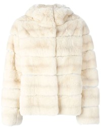 Yves Salomon Rabbit Fur Ribbed Coat