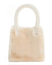 Shrimps Faux Fur Handbag With Imitation Pearl Handles