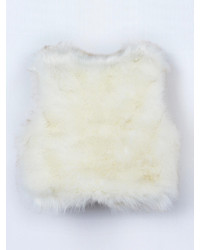 Choies White Faux Fur Cropped Waistcoat